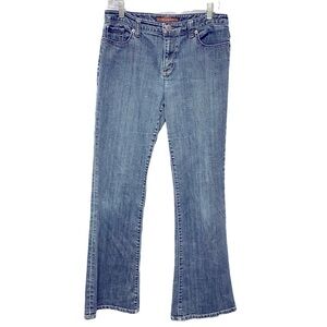 The Limited jeans 00’s EUC flare leg dark wash button flap back pockets 10 long